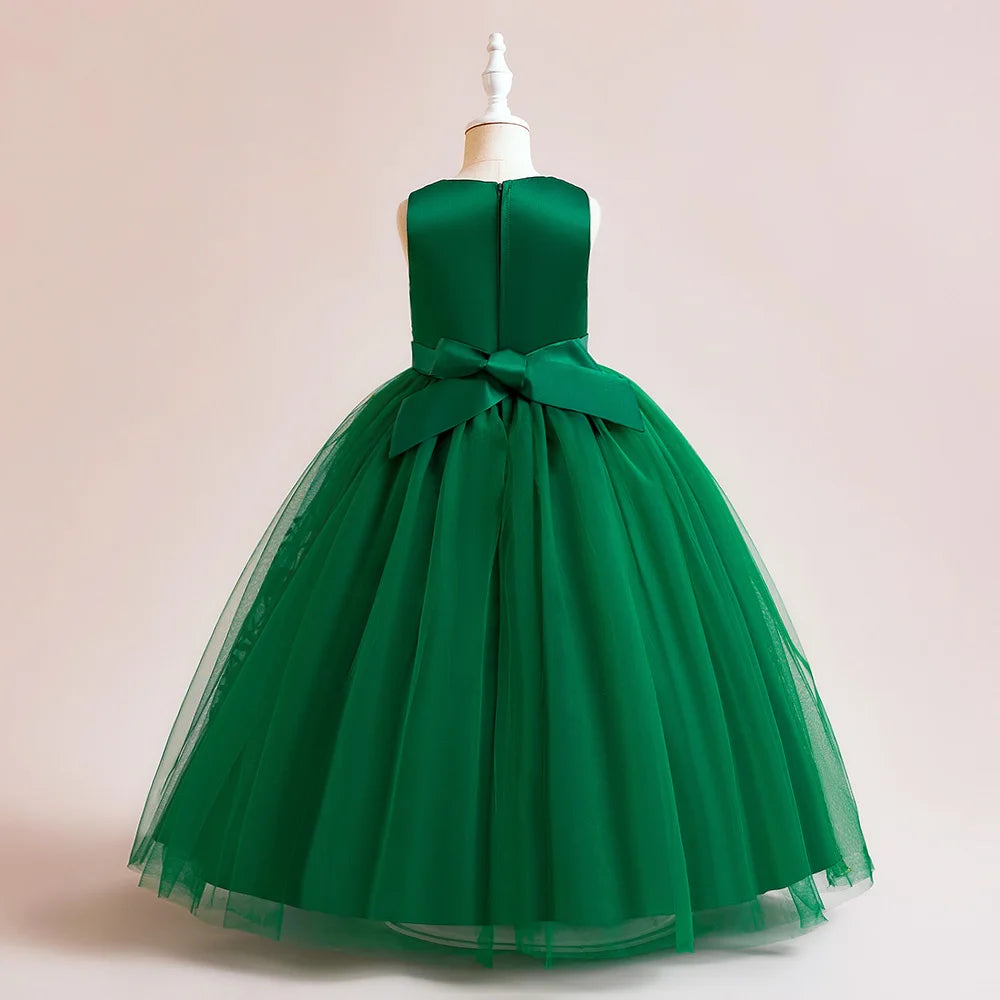 Teen Flower Girl Christmas Dress Children Long Bridesmaids Party Princess Dresses for Kids Pageant Evening Birthday Gown Vestido