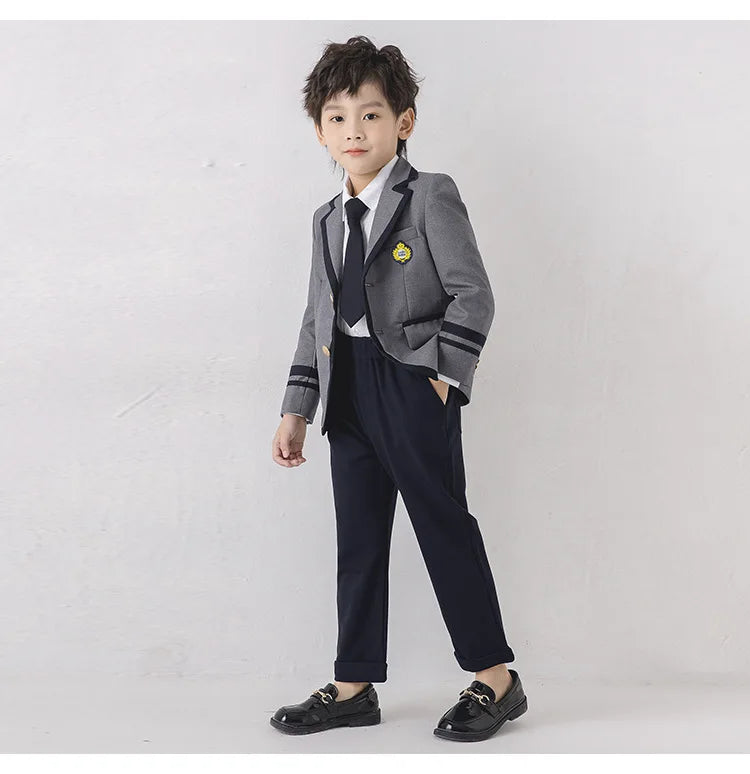Child School Uniform Girls Korean Japanese Navy Jacket Pleated Skirt Boys Formal Dress Suits Kids Student Clothes Class Sets