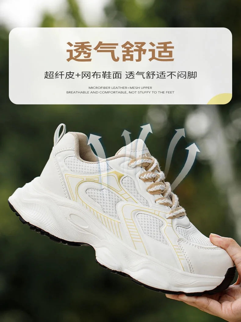 Women's safety shoes with steel toe caps, anti smashing and anti puncture rotating buttons, no tie up, hot selling shoes