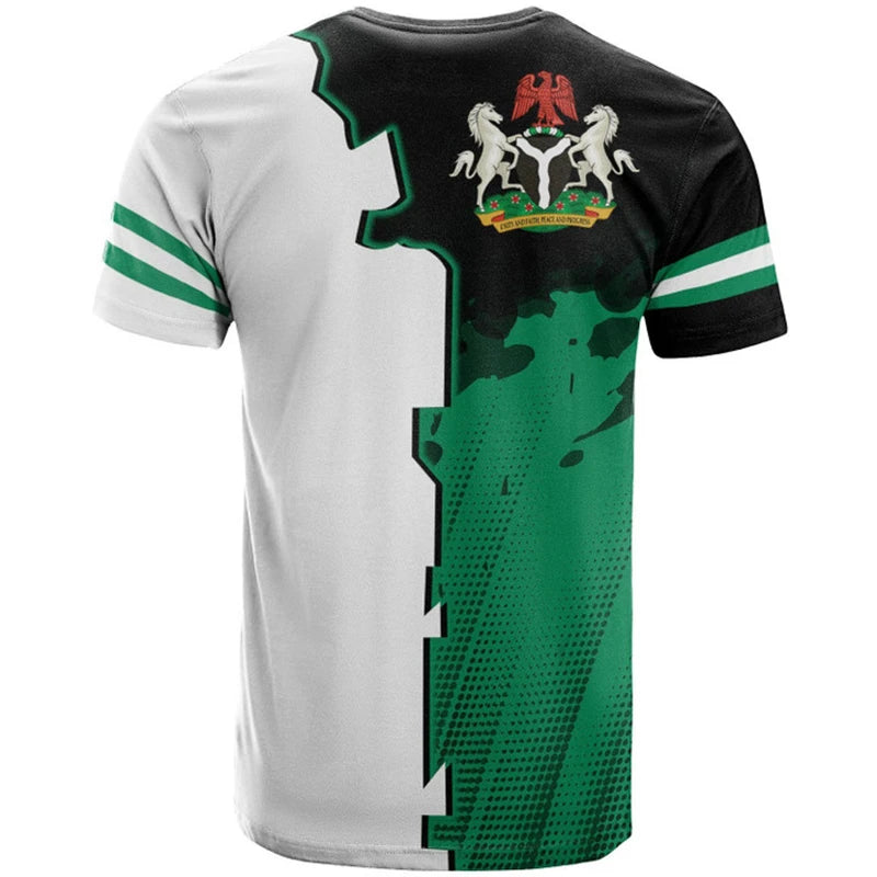 Nigeria Flag Men's T-shirts Nigerian Emblem Graphic Print Africa Clothing Ropa Hombre Summer Oversized Short Sleeve Male Tops