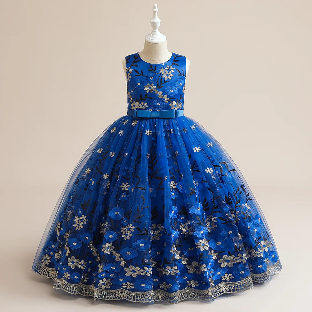 Teen Flower Girl Christmas Dress Children Long Bridesmaids Party Princess Dresses for Kids Pageant Evening Birthday Gown Vestido