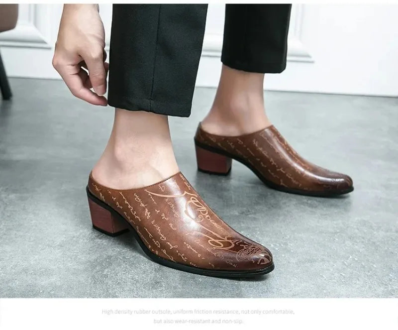Men's Shoes High Quality Leather Casual Slippers Men Baotou Slippers Classic Slip-On Loafers Casual Leather Shoes Zapatos Hombre