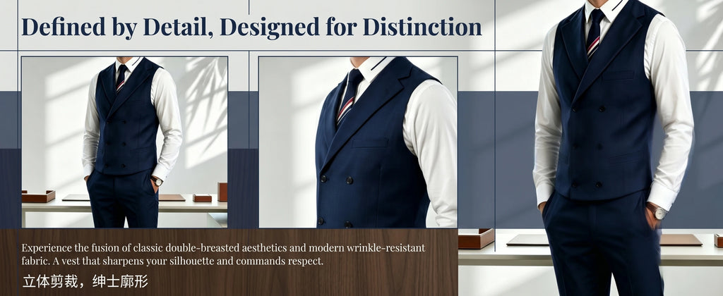 Men's 2 Piece Formal Suit Set, Casual Business Waistcoat and Pants, Wrinkle Resistant Suit Outfit