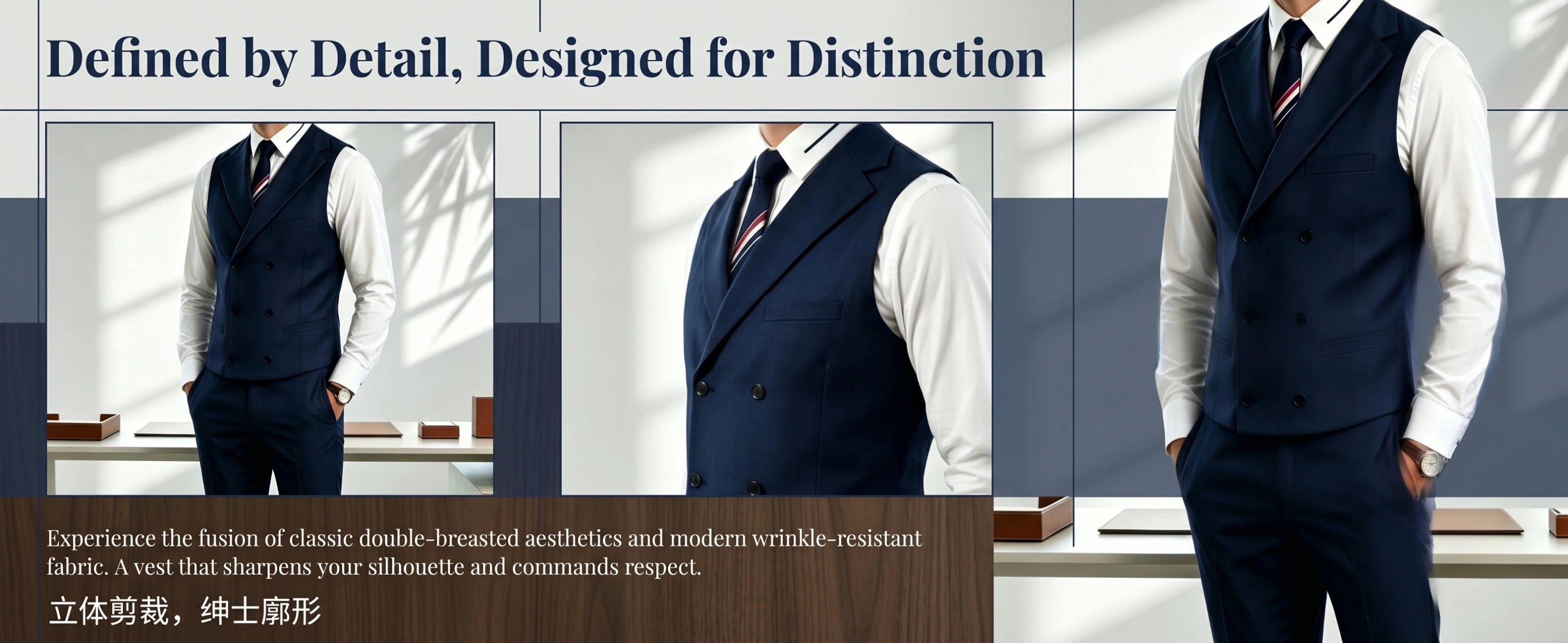 Men's 2 Piece Formal Suit Set, Casual Business Waistcoat and Pants, Wrinkle Resistant Suit Outfit