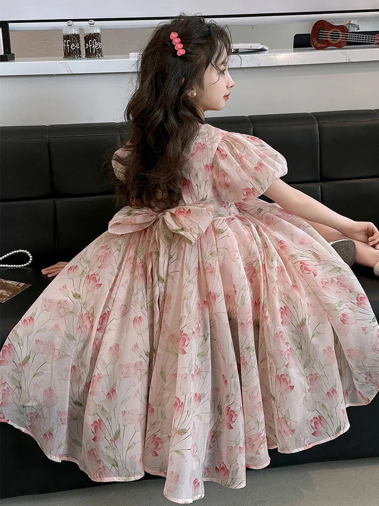 summer Elegant Flower Princess Dresses vestidos elegantes para mujer kids girls dress clothes vestido verano 12 14 enfant fille