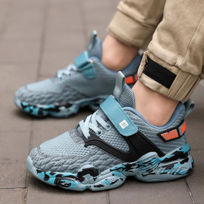2025 New Kids Shoes Boy Sneaker Knit Platform Breathable Summer School Children Sports Shoes Fashion Tennis Shoes for Boy