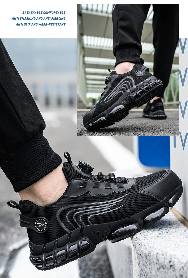 Rotating Button Unisex Safety Shoes Men For Work Sneakers Shoes Puncture-Proof Protective Women Shoes Steel Toe Work footwear