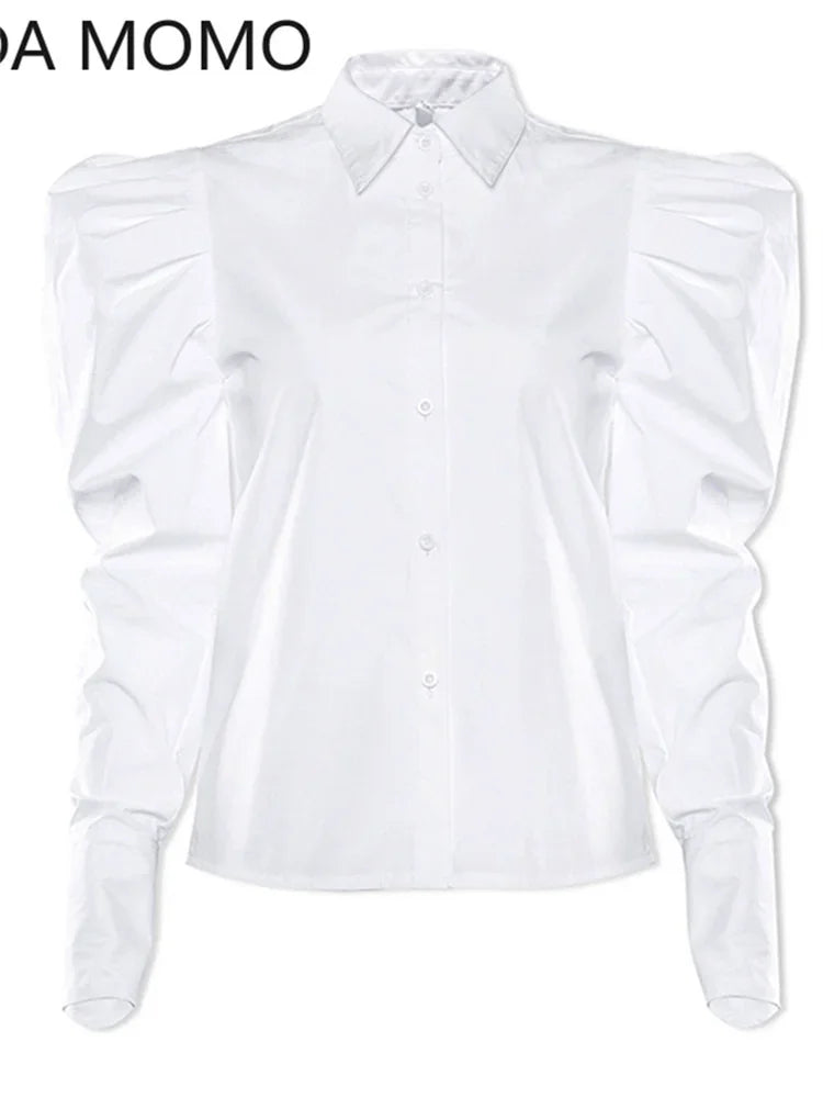 blusas 2022 summer Top female women shirts Women's white shirt Blouses tops puff Long sleeve Chic woman blouse vetement femme