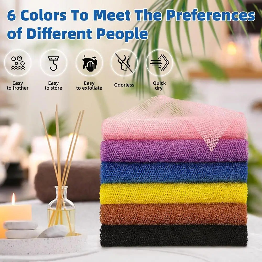 Bath Sponges For Shower Colorful Net Sponge Body Exfoliator Reusable Bath Sponge Washcloth African Scrubbing Long Net Rag Shower