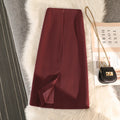 Elegant Office Ladies Work Suit Straight Skirt Women Autumn Winter Korean Fashion High Waist Split Business Midi Long Skirts