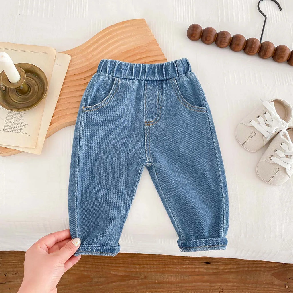 Korean Fashion Kid Jeans Baby Pants Boy Girl Autumn Casual Versatile Unisex Baby Jeans 1-6yrs