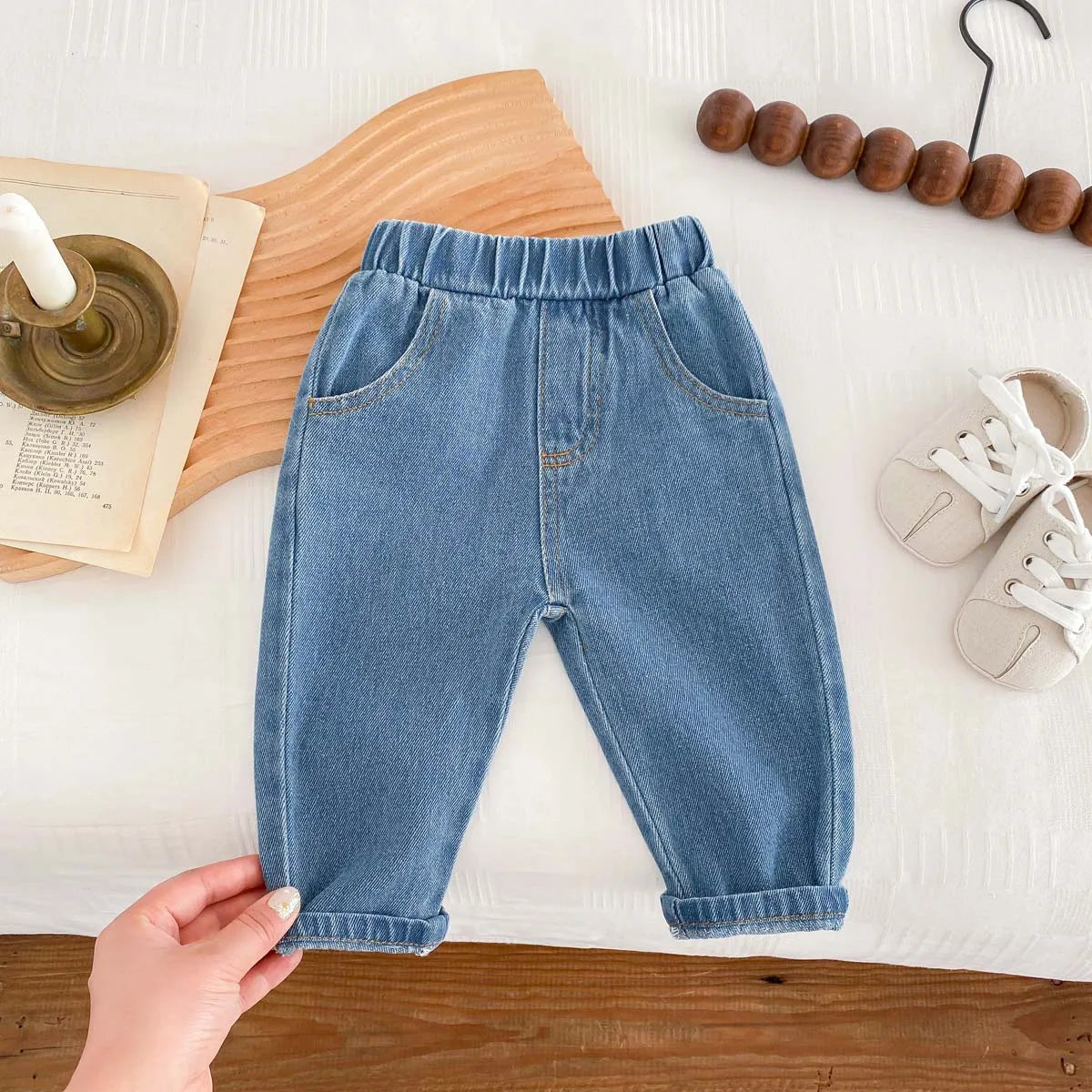 Korean Fashion Kid Jeans Baby Pants Boy Girl Autumn Casual Versatile Unisex Baby Jeans 1-6yrs