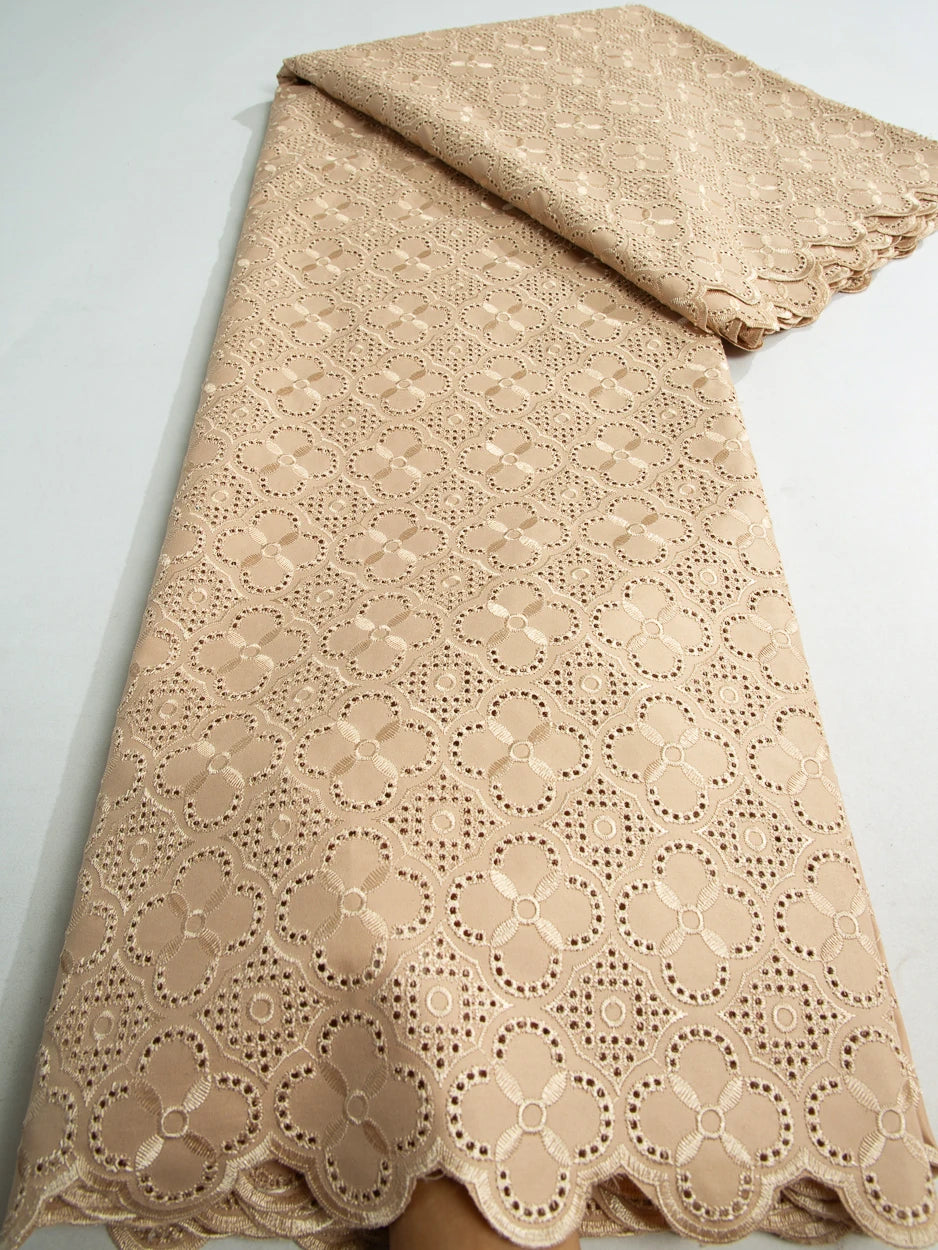 Smooth African Cotton Lace Fabric 5 Yards 2025 Swiss Voile High Quality Nigerian Cotton Lace Fabric For Sew Diy Men Cloth F3808