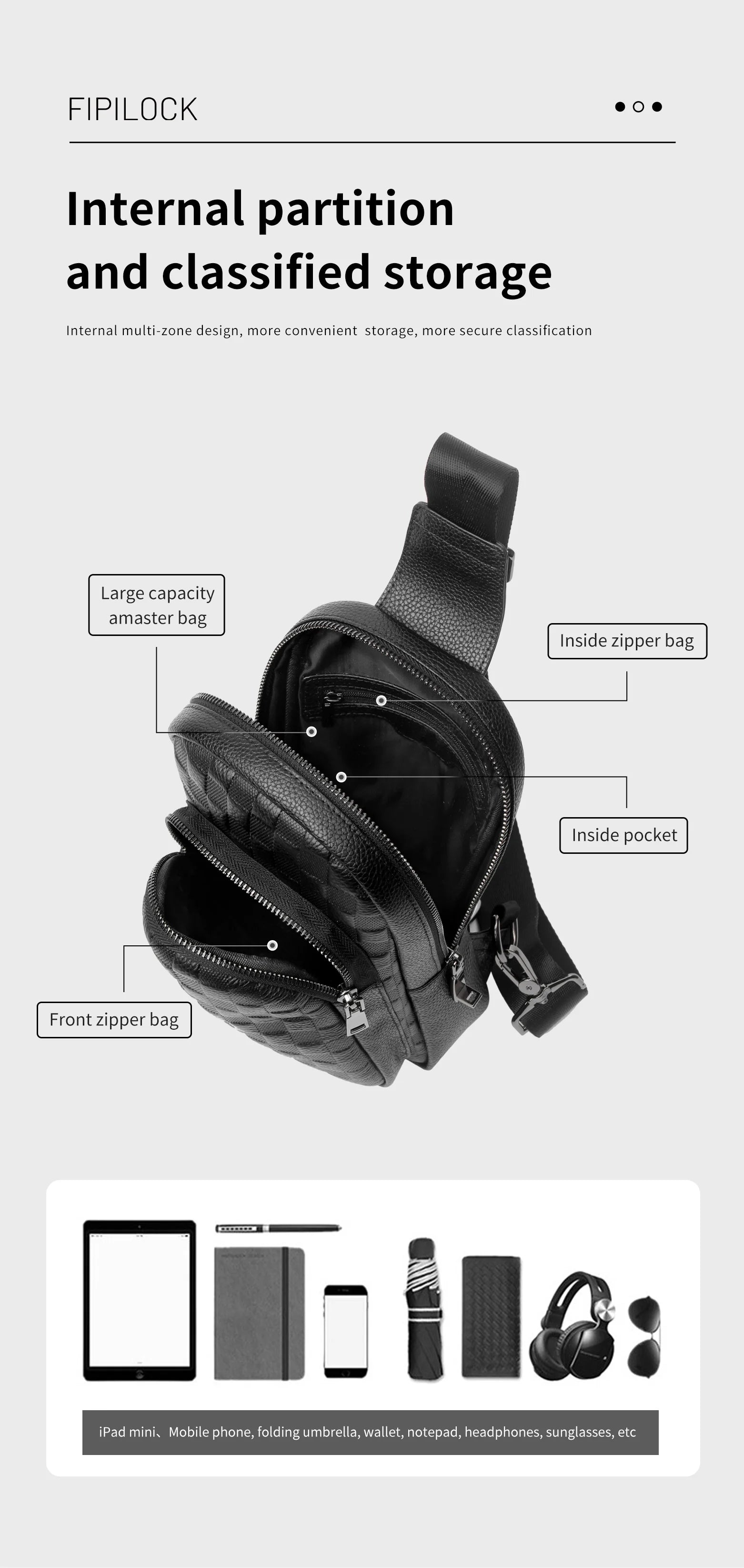 Men's Fingerprint Lock Bags for men Leather Shoulder Bag Male Long Money Wallets Mobile Phone Pouch Men Messenger Bag Anti-Theft