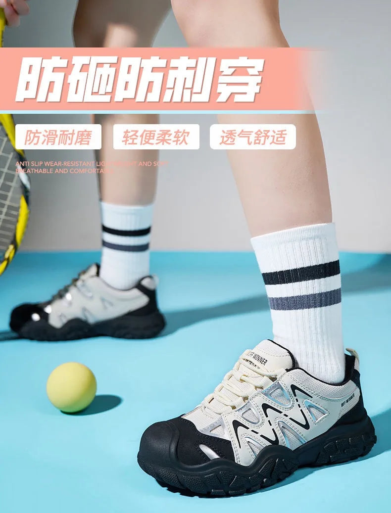 Women's safety shoes with steel toe caps, anti smashing and anti puncture rotating buttons, no tie up, hot selling shoes