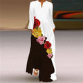Summer Dress Woman 2025 New Long Dress Party Travel Photography 3D Printing Dress Red Long Sleeve V-neck Elegant Pocket Dresses
