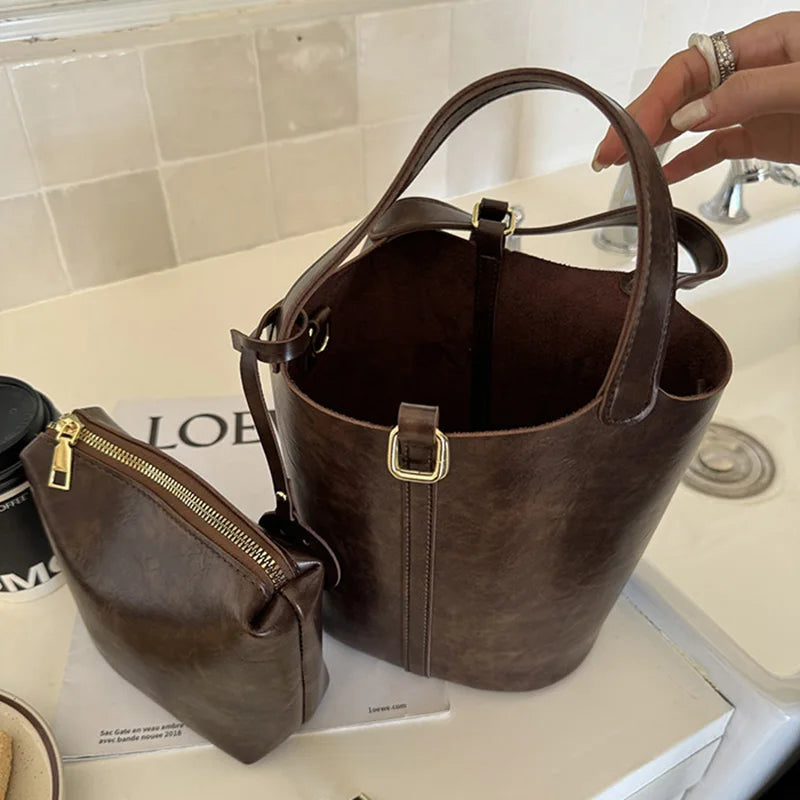 Women Bags Handbags Bucket Bag Shoulder Bag Crossbody Bag Fashion Buckek Tote Bag Leather Luxury Desginer Big Lady Hand Bags