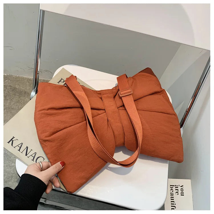 Soft Nylon Women's Portable Shoulder Bag Large Capacity Female Commute Crossbody Bags Simple Design Ladies Tote Purse Handbags