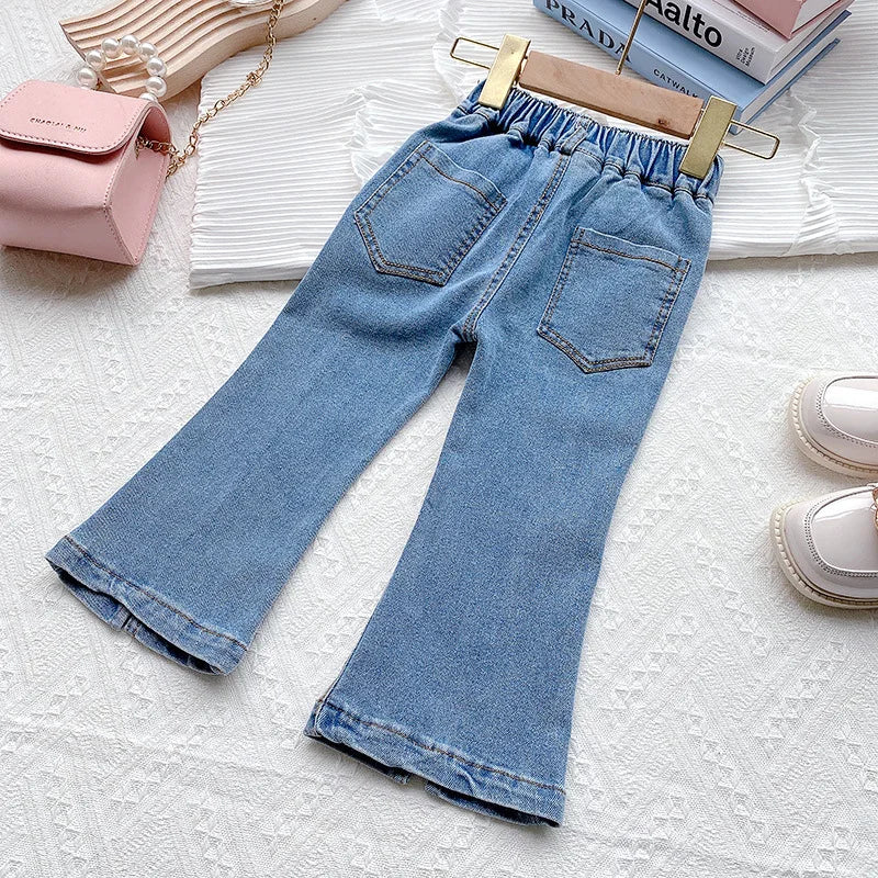 New girl denim trousers spring and autumn new Korean version of children's denim spoofed trousers fashionable foreign girl pants