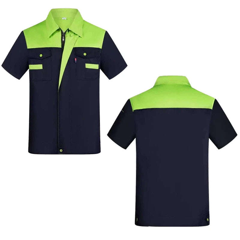Summer Workwear Men's Women's Short Sleeve Thin Breathable Uniform Factory Service Auto Repair Top Ropa De Trabajo