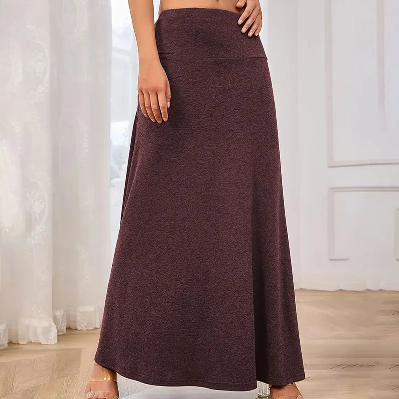 KIDCRKJ Long Skirt Women Autumn 2026 New Skirts Knitted Solid Urban Office Lady Fashion Clothes High Waist Maxi Skirts Faldas