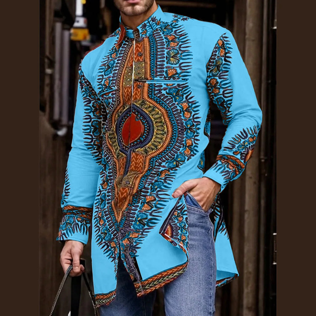 2026 Summer Fashion African Shirts for Men Slim Casual Shirt Tops Patchwork Design Ethnic Style Traditional Men's Clothing S-5XL