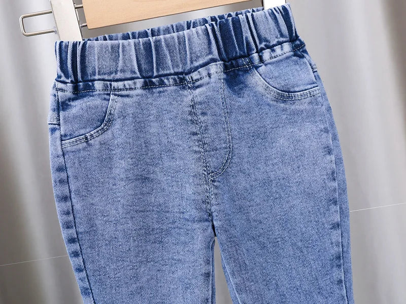 Jeans for Kids Girls Trousers Spring Autumn 2023 New Bow Bell-bottomed Stretch Princess pants for children Girl Denim Pants