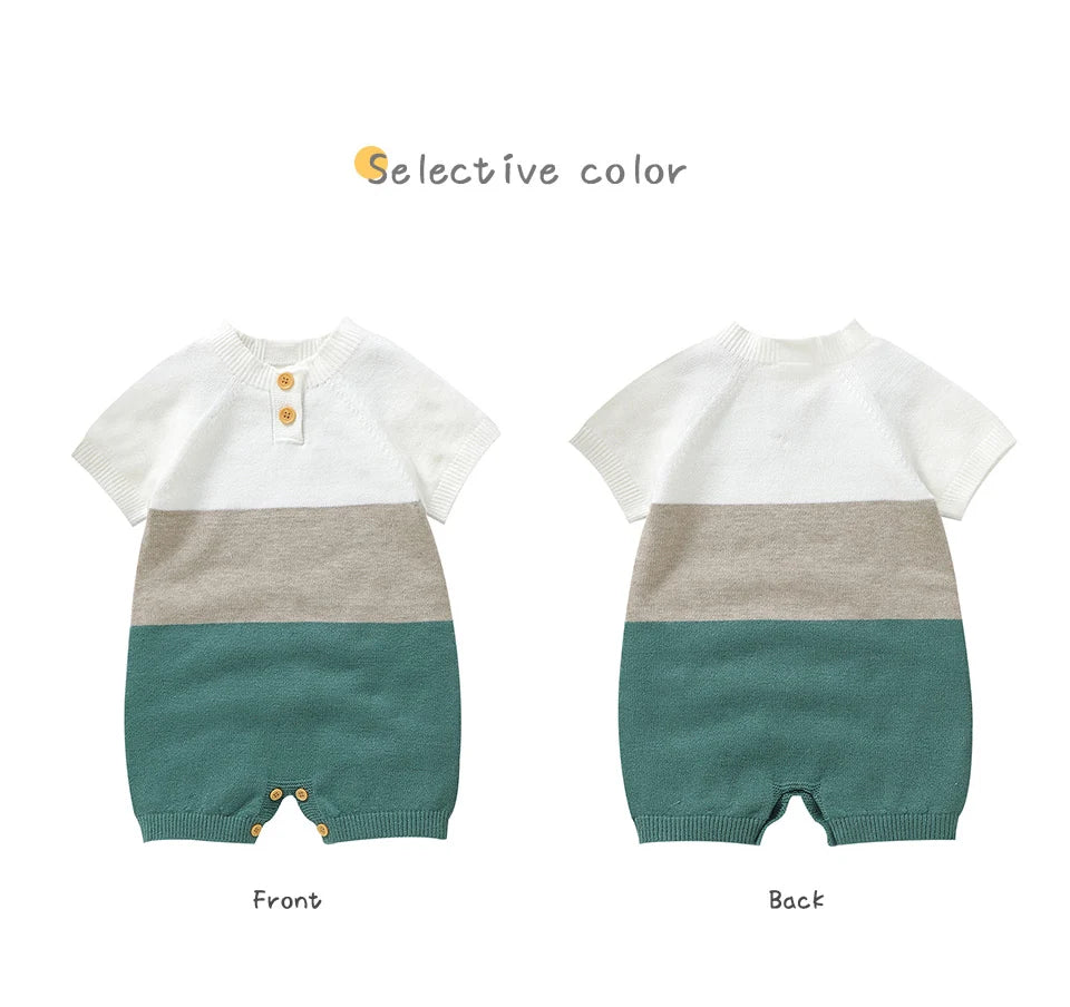 Summer Infant Baby Boys Rompers Short Sleeves Knitting Newborn Casual Outwear Jumpsuits Clothes Toddler Children Playsuits 0-18m