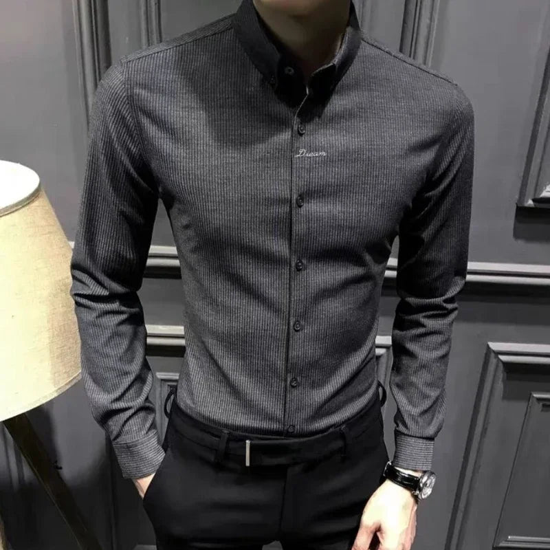 Shirts for Men Business Striped Plain Man Shirt Fashion 2026 with Collar Sale Cheap Things Stylish Hot Aesthetic Regular Brand