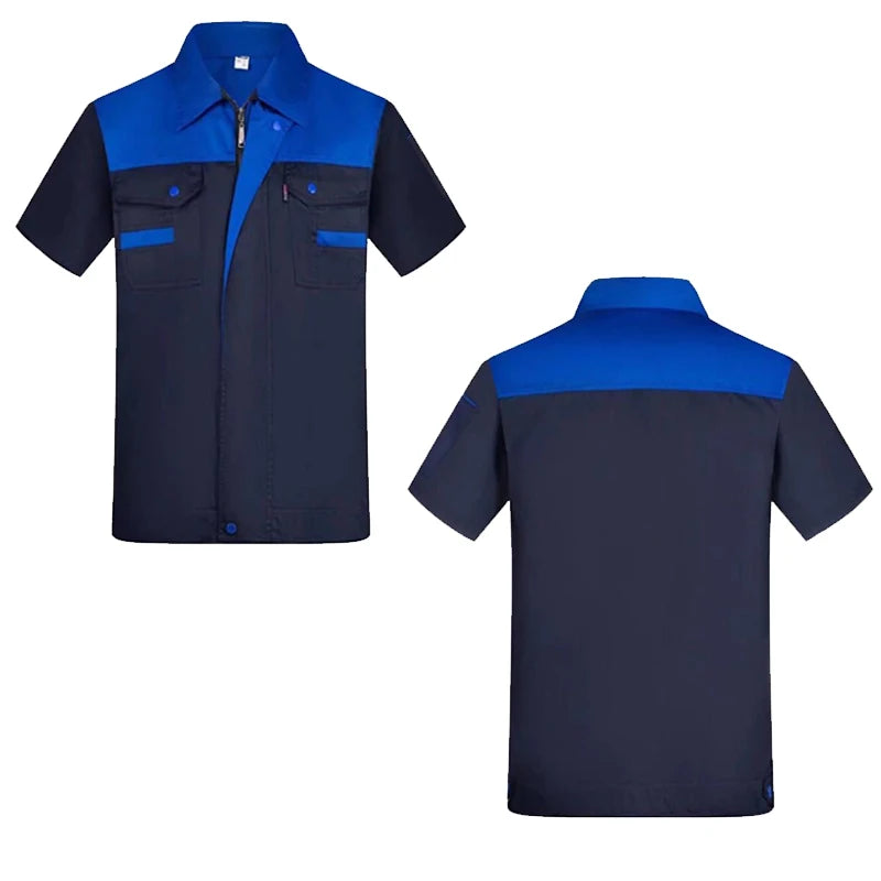 Summer Workwear Men's Women's Short Sleeve Thin Breathable Uniform Factory Service Auto Repair Top Ropa De Trabajo