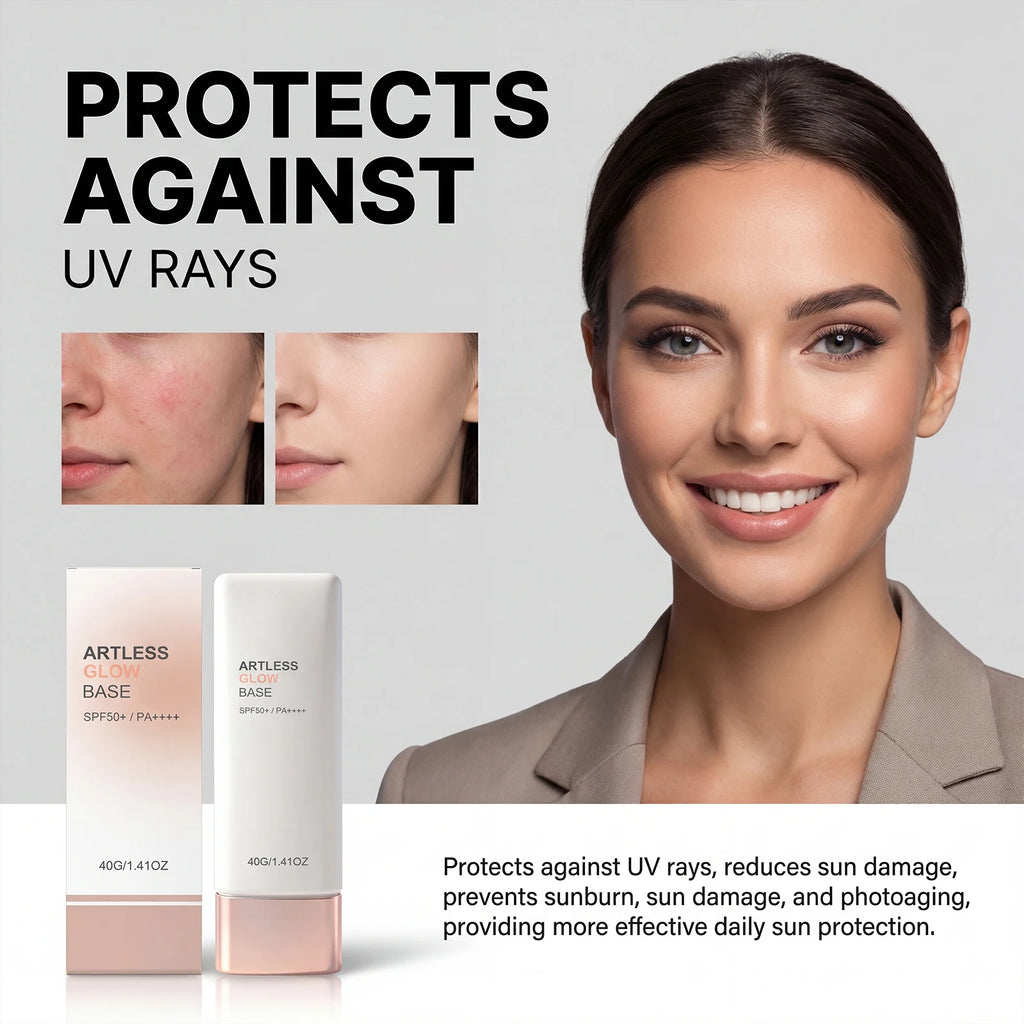 SPF50+ Sunscreen Primer Makeup Base with Niacinamide Panthenol Invisible Face Sun Protection Cream Broad Spectrum Moisturizer
