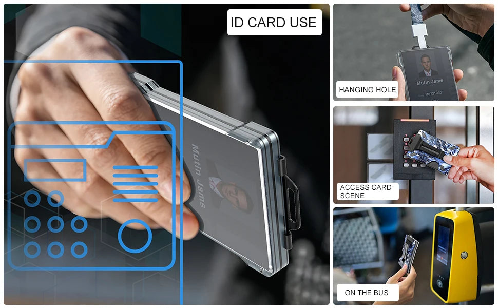 Men's Slim Aluminum RFID Wallet - 15 Card Capacity with Metal Money Clip + Clear ID Window, Anti-Theft Minimalist Design