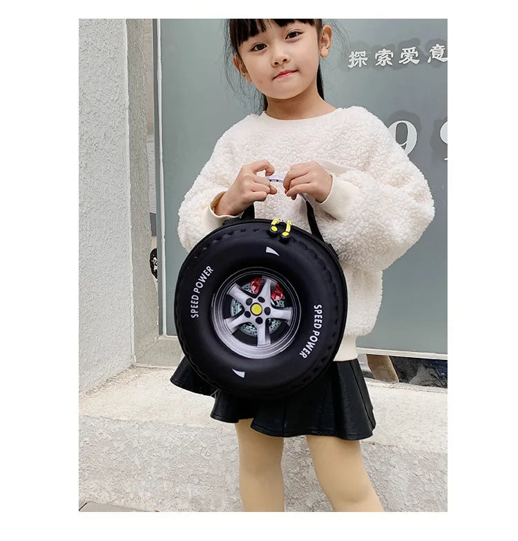 Children's Schoolbag Fashion Tyre Shaped Boys Girls Backpack 3D Cartoon Kindergarten Shoulder Bag Large Capacity Kids Handbag