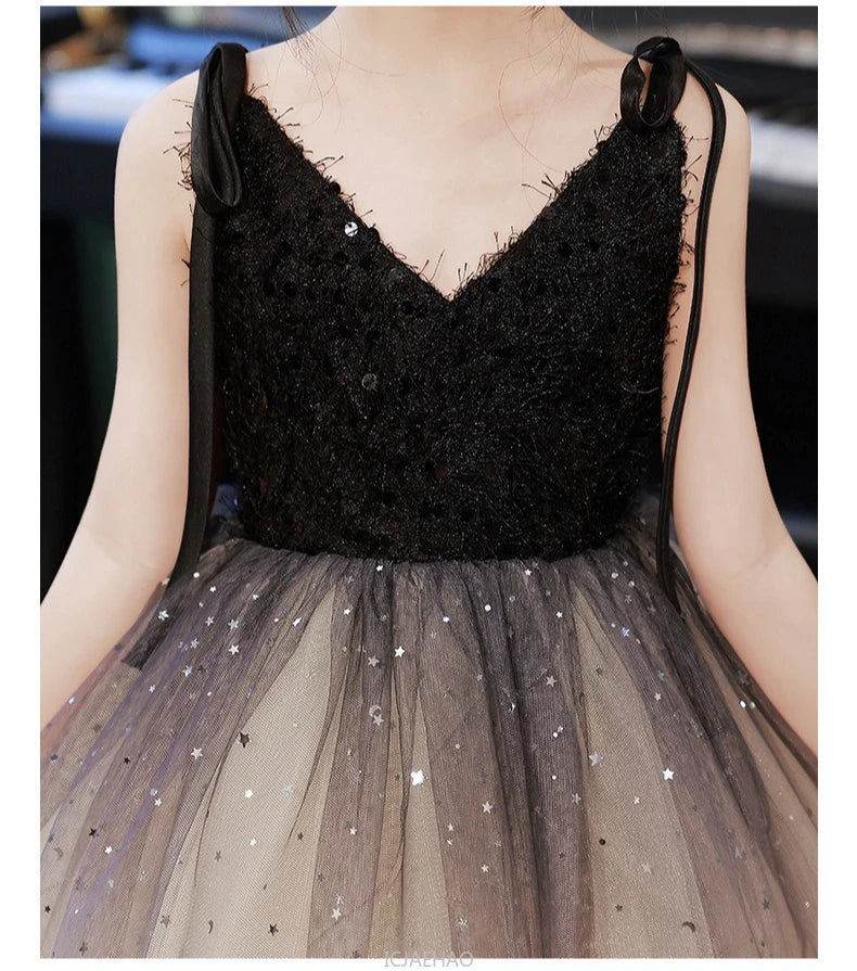 Teen Girl Clothes New Girls Strappy Tie Princess Dress Casual Fashion Kids School Event Host Gown Daily Wear Party Outfit Summer