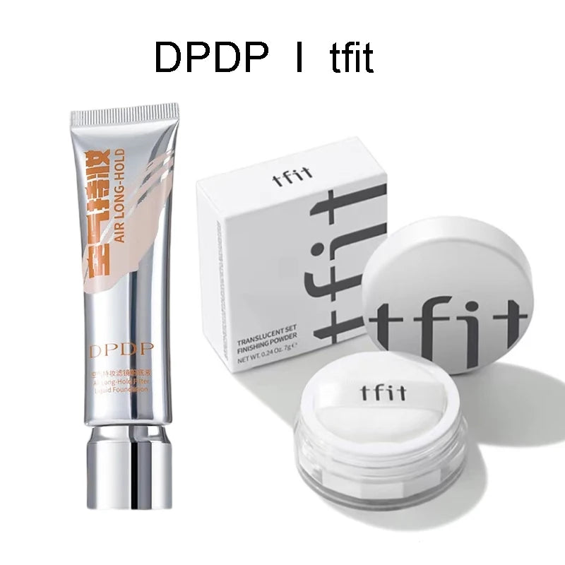 DPDP Foundation and TFIT Powder Set No-Makeup Removal Natural Concealer Perfect for All Skin Base Makeup Korea Cosmetics Kit