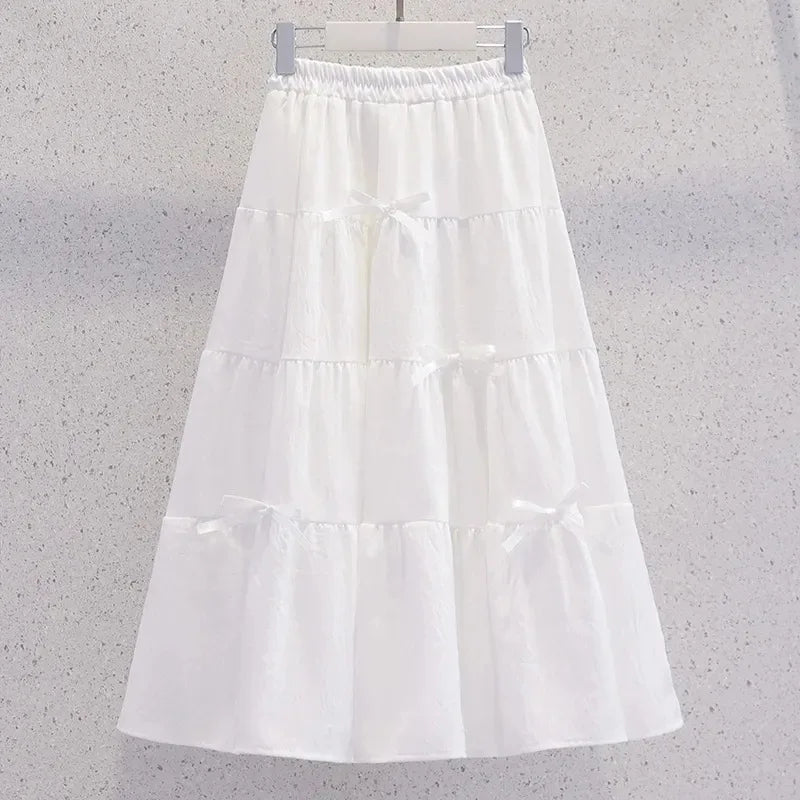 Summer Teenage Girls Clothes Set Children O-Neck Tshirt and Mid Skirt Suit Student School Short Sleeve Top Bottom Outfits