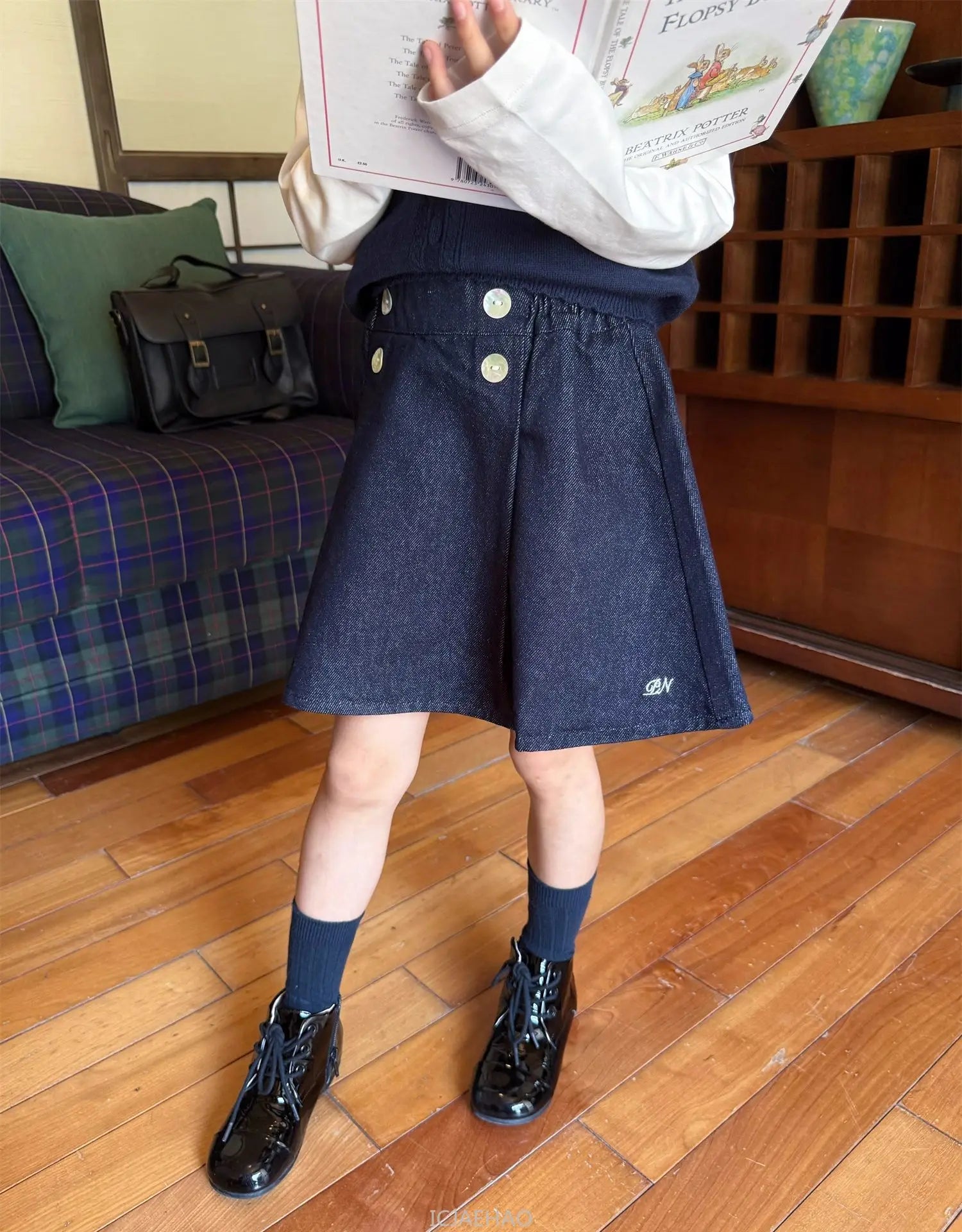 Teen Girl Clothes Waist Shell Button Denim Skirt and Top Kids Versatile Casual Outfits Children Costumes Vintage Girls Elastic