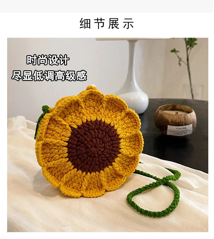 Ladies' Crossbody Bags New Handmade Woven Flower Kawaii Sweet Shoulder Bags High-quality Luxury Brand Crossbody Bags For Girl