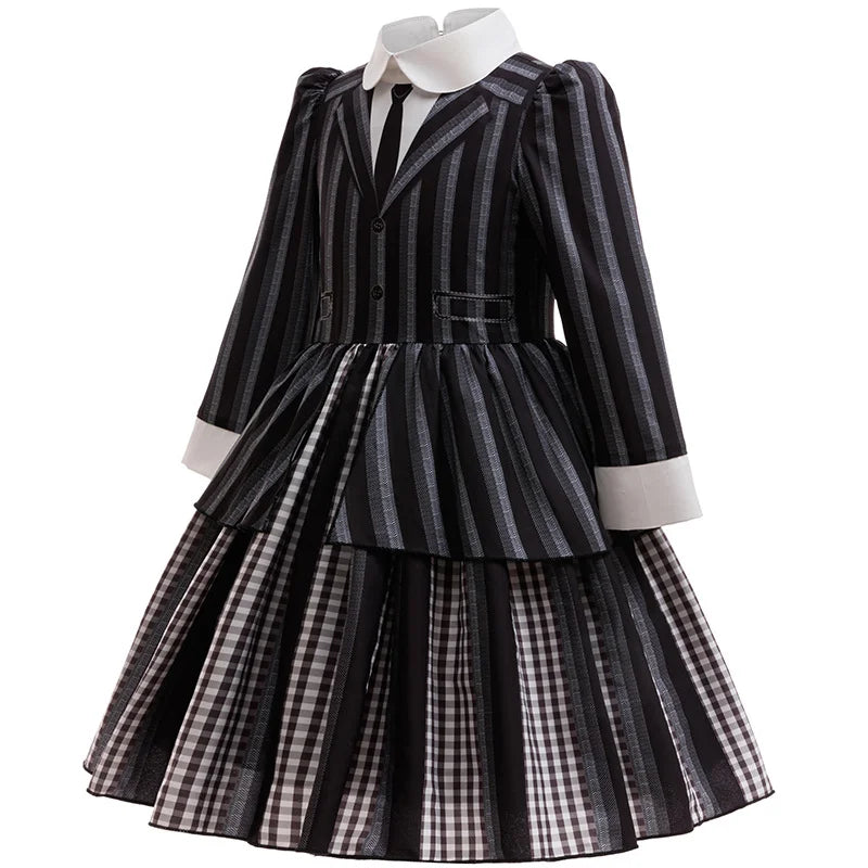 Girls Party Dress  Girl Clothing Elegant Ball Gown Black Stripes Girls Princess Dress Carnival Birthday Party Role Play Dress