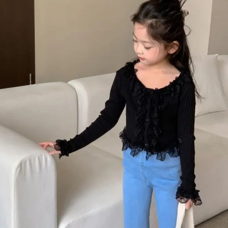 French Lace Tween Girl Clothes T Shirts for Girls 11 12 Years Elementary Student Children Top T-shirts 4 Clothing From 7 8 5 6 9