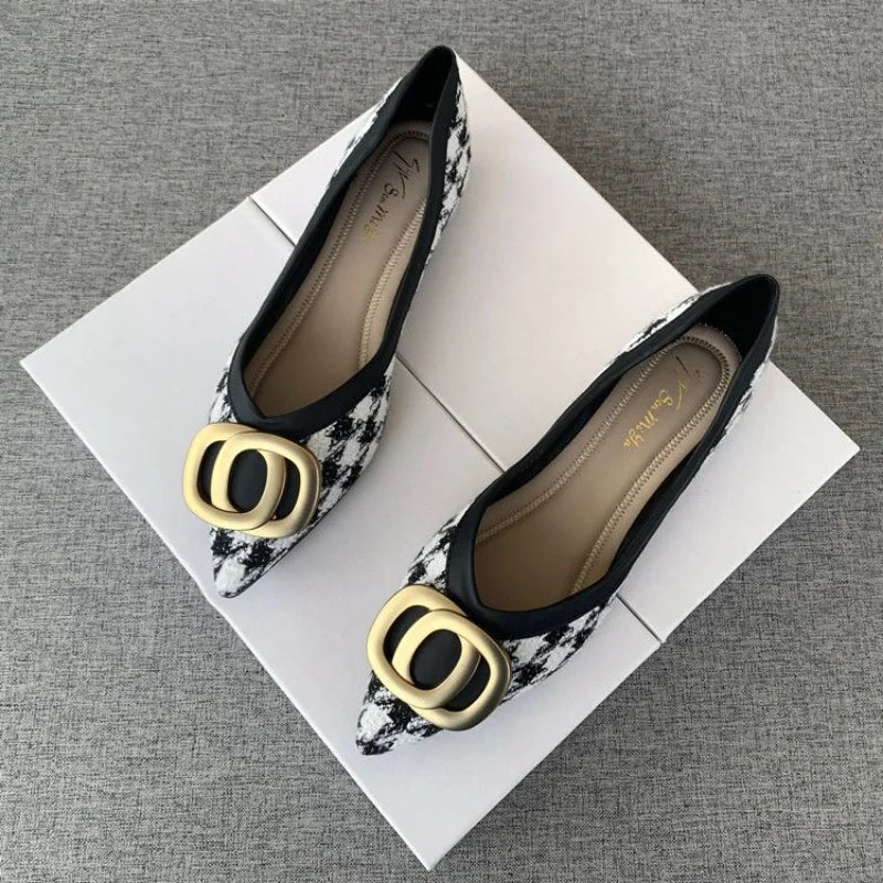 Office Shoes For Women 2025 Ladies Summer Footwear Luxury Leather Casual Formal Pointed Toe Low Heel Elegant Popular Wholesale H