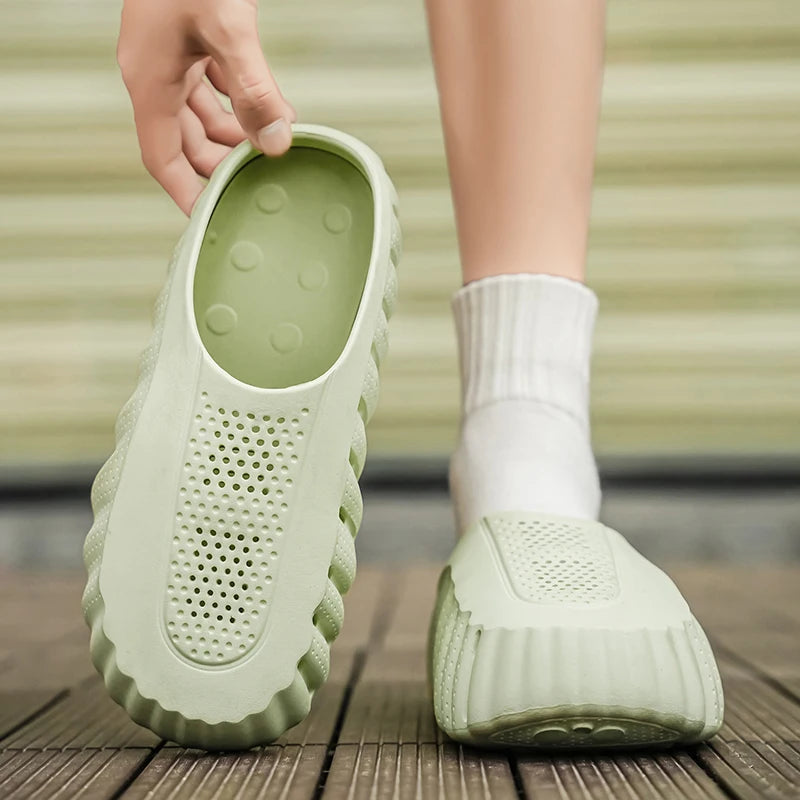 Summer Men Half Slippers Outdoor Breathable Couple Beach Shoes Platform Lightweight Soft Men Sandals Women Garden Casual Shoes