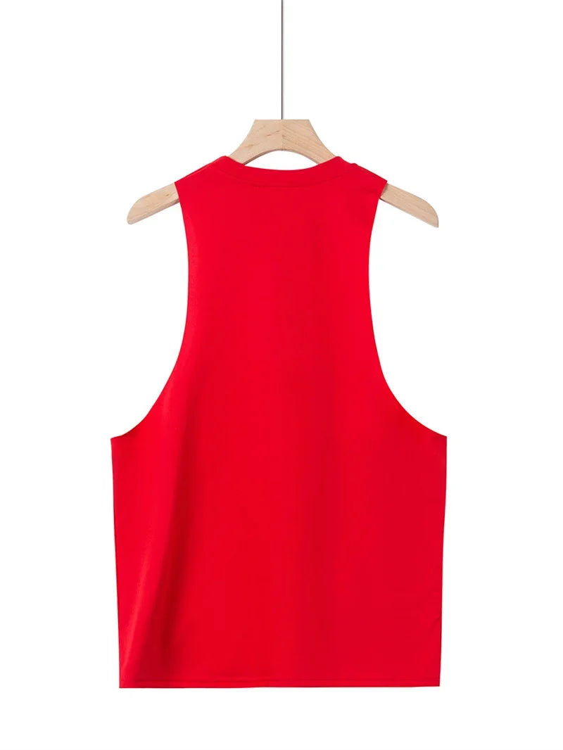 2025 Summer fitness Tank Top Men Fashio Comfortable Printed Loose tops Retro Style Sports Leisure Sleeveless vest Men sportswear