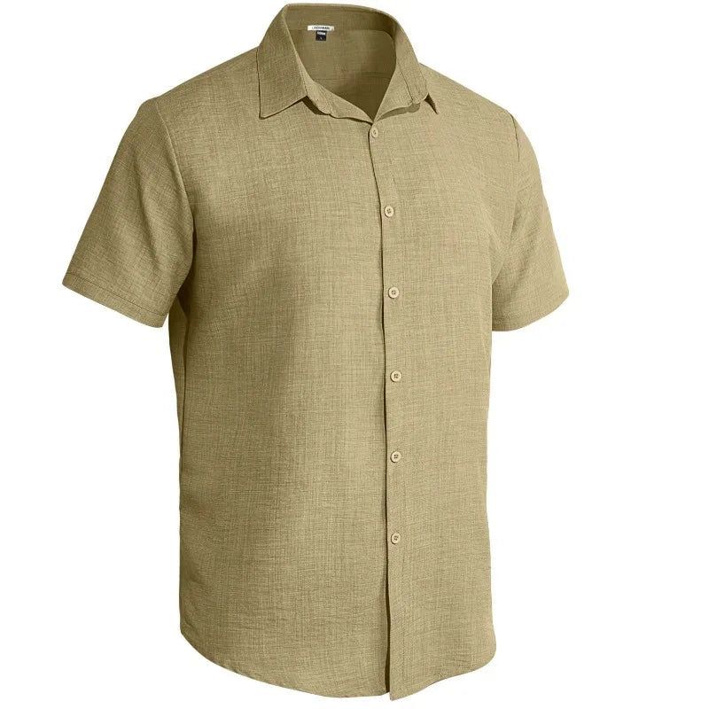 UNITIM Summer Man T-shirt Turn Down Collar Single-breasted Male Top Thin Breathable Short Sleeve Business Casual Men Tees