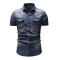 Men's Denim Short Sleeve Shirt Summer American Casual Workwear Style Fashion Jean Shirt Breathable Daily Wear Summer Clothing