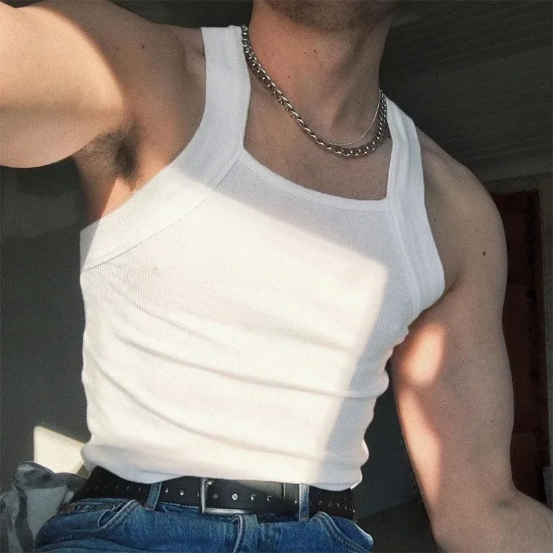 Summer Men's New Solid Color Fashion Sleeveless Shapewear Europe and America Men Sexy Tight Elastic Vest S-4XL