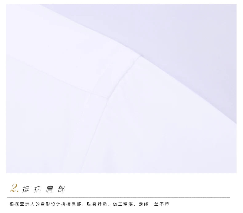 Men's stand up collar shirt classic round neck slim fit vertical collar long sleeved white shirt