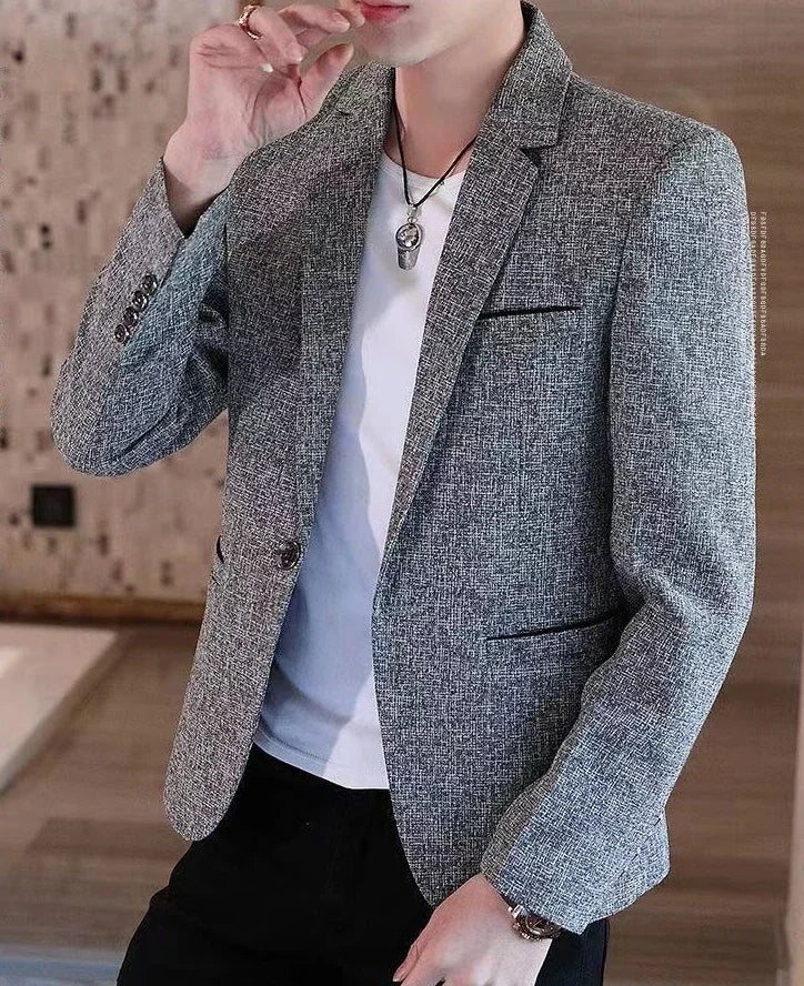 Short Party Men's Suit Jackets Coat Cropped Male Blazer Gray Summer Spring Clothes Luxury Designer Fashion 2025 Casual Vintage