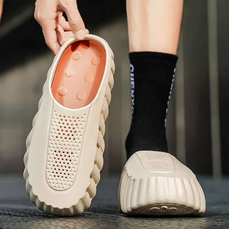 Summer Men Half Slippers Outdoor Breathable Couple Beach Shoes Platform Lightweight Soft Men Sandals Women Garden Casual Shoes