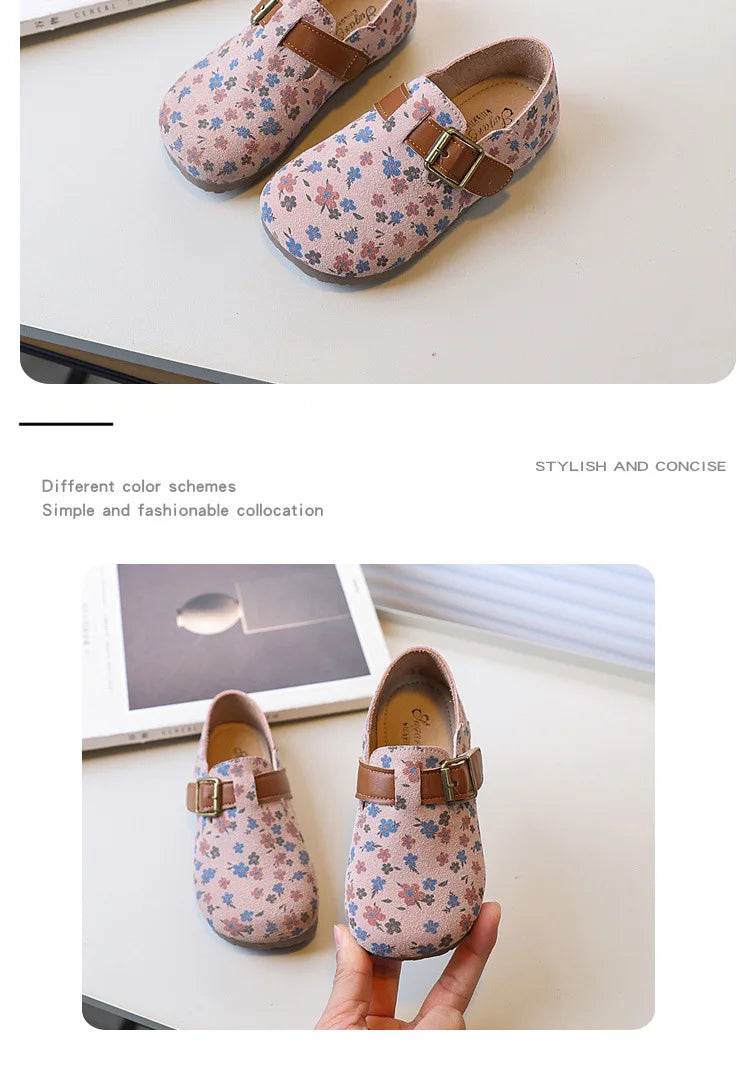 Zapatos De NiñaRetro Girl Shoe Autumn New Girl Leather Shoe Floral Princess Shoe Soft Sole Casual Kid Shoes Allmatch Women Shoes